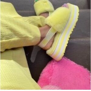 Ugg fluff yeah slide , neon yellow , size9; new